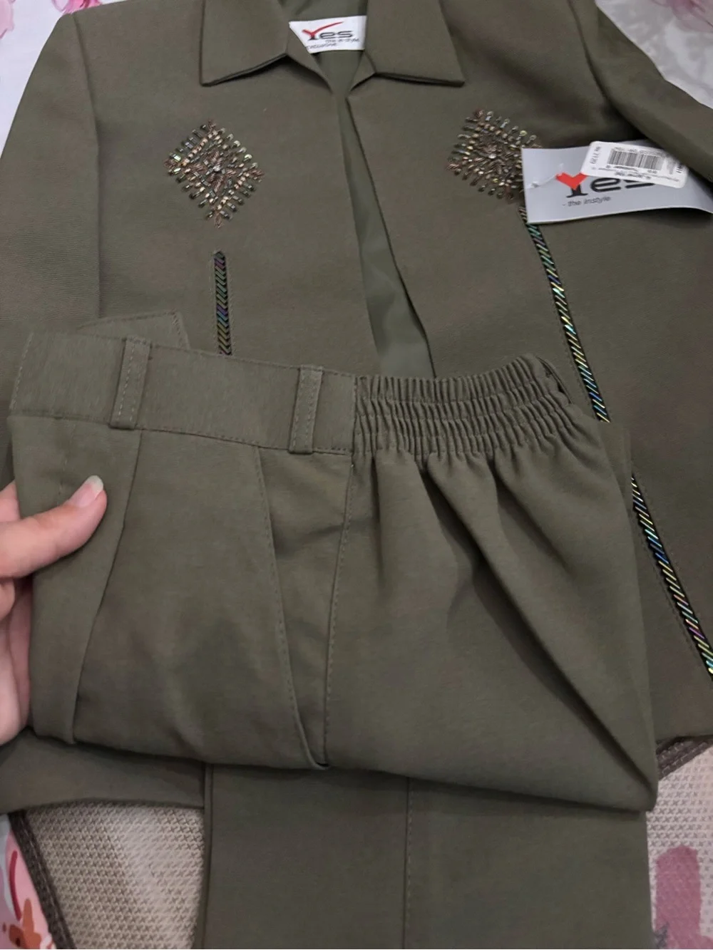 Olive Green Embellished 3 Piece Set Pakistan boy 18/24 month suit new